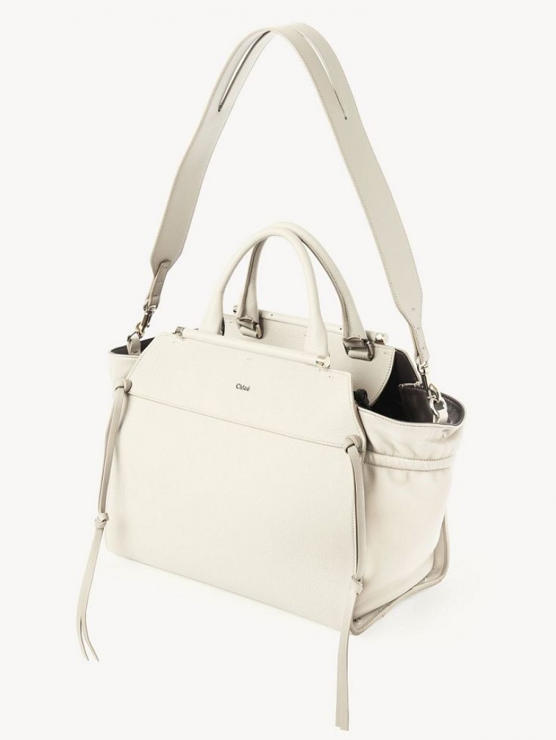 Chloe Steph Medium Double Carry Tote Çanta Beyaz | CHE-SR13371