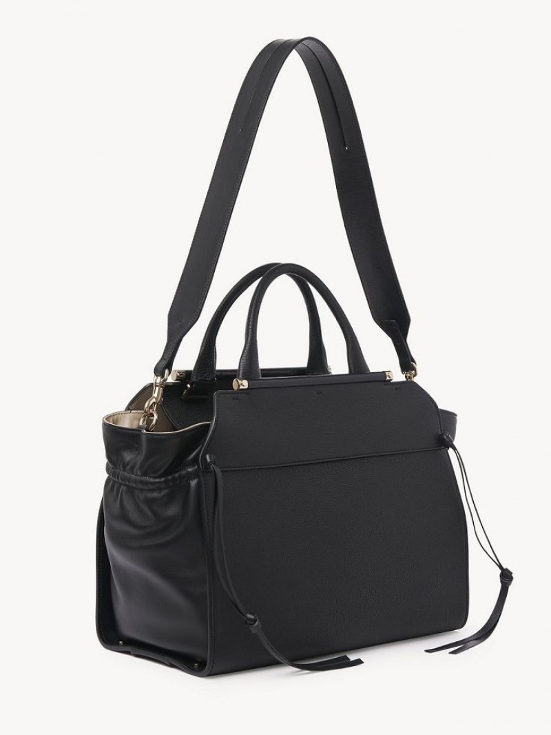 Chloe Steph Medium Double Carry Tote Çanta Siyah | CHE-SR13372