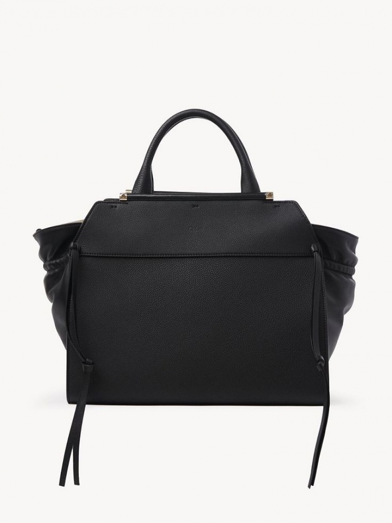 Chloe Steph Medium Double Carry Tote Çanta Siyah | CHE-SR13372