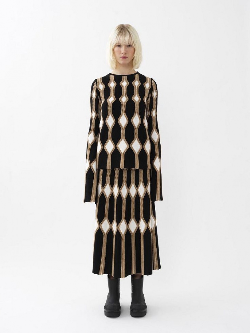 Chloe Trumpet-sleeve Triko Kahverengi | CHE-SR13945