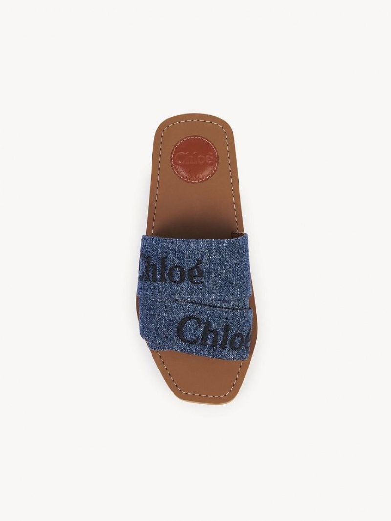 Chloe Woody Düz Mule Mavi | CHE-SR14174