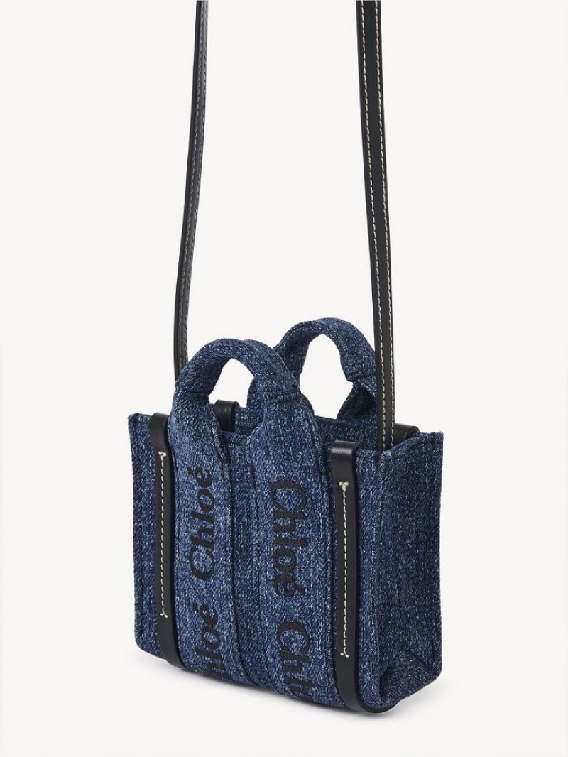 Chloe Woody Nano Tote Mini Çanta Mavi | CHE-SR13676