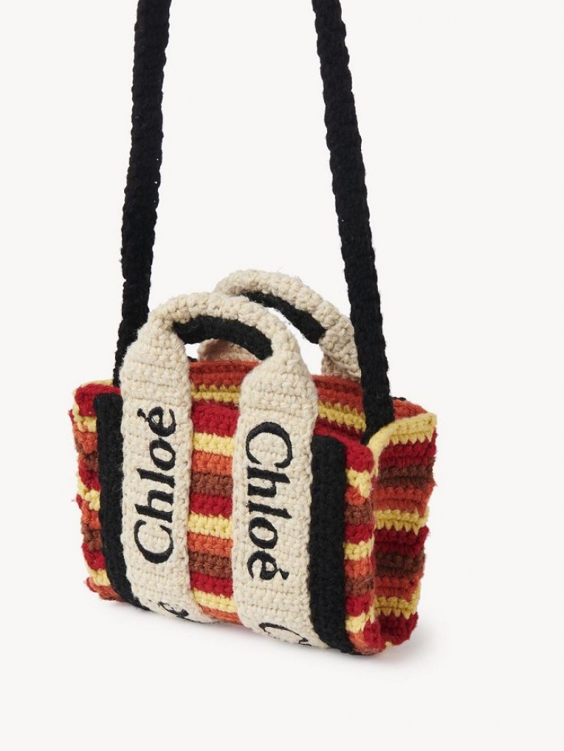 Chloe Woody Nano Tote Mini Çanta Renkli Kahverengi | CHE-SR13673