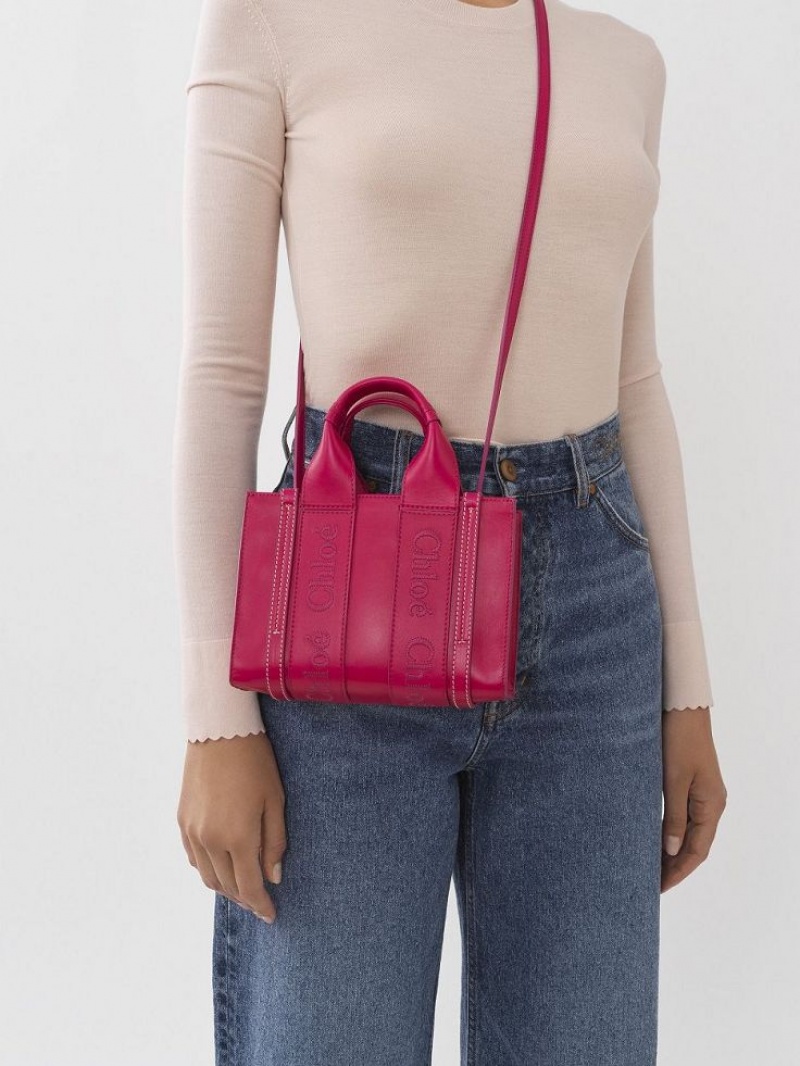 Chloe Woody Tote 1 Mini Çanta Pembe | CHE-SR13700